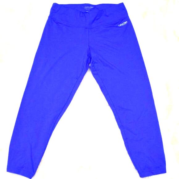 Calvin Klein Blue Cropped Leggings Size Small Activewear Stretch Workout Pants - Picture 1 of 7